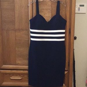 Navy n white v neck dress, size 12